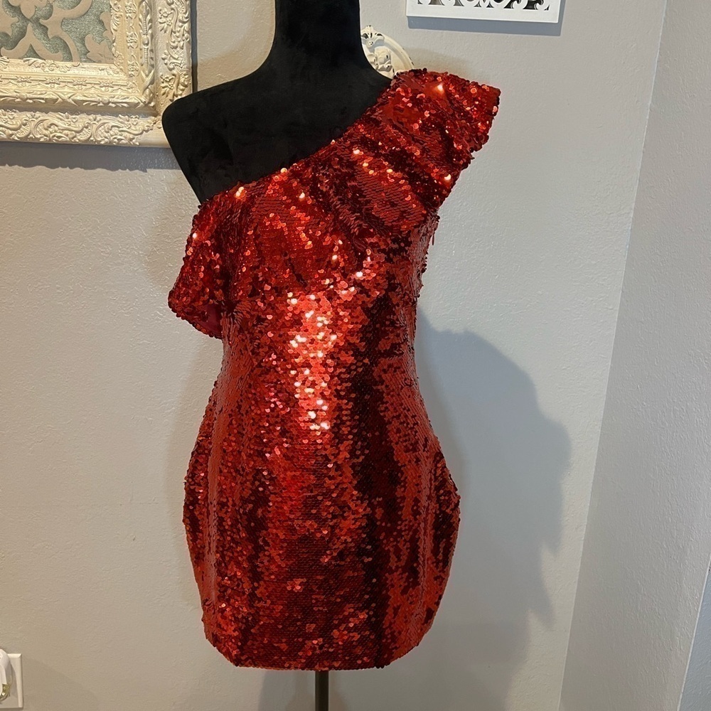 Keith red sequin dress size small